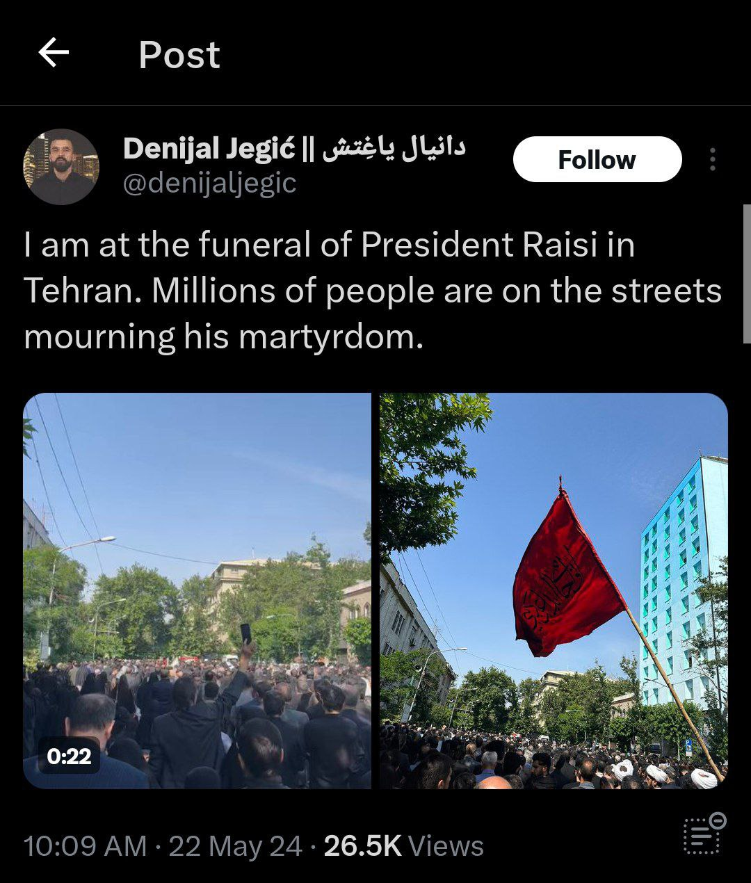 واکنش‌ خبرنگاران و فعالان رسانه‌ای خارجی به تشییع جنازه باشکوه آیت‌الله رئیسی