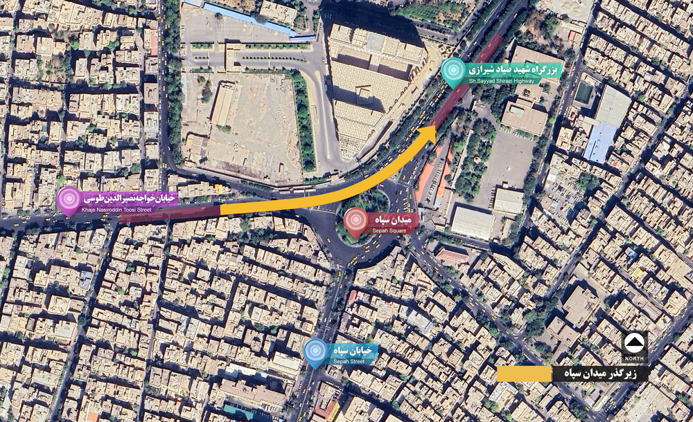 بهره برداری از زیرگذر میدان سپاه در پاییز سالجاری/ کاهش بار ترافیکی سطح میدان